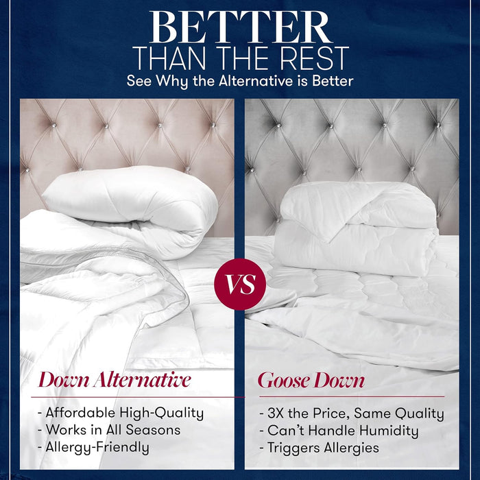 Beckham Hotel Collection Full/Queen Size Comforter - 1600 Series Down Alternative Home Bedding & Duvet Insert - Pure White