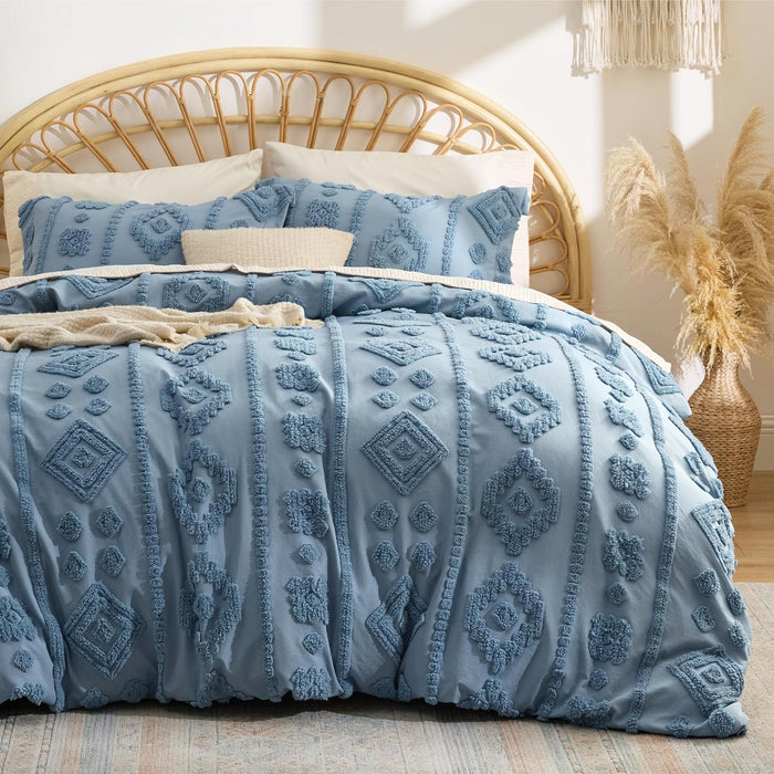 Bedsure King Size Comforter Set - Beige Tufted Boho Bed Set, Farmhouse Shabby Chic Embroidery Bedding for All Seasons, 3 Pieces, 1 Soft Jacquard King Comforter and 2 Pillow Shams