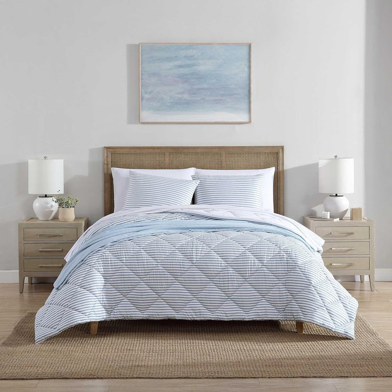 Nautica - Twin/Twin XL Comforter Set, Soft Brushed Bedding with a Relaxed Feel for Year-Round Use, 2 Piece Bed Set with Matching Pillowcase (Heathered Block Grey)