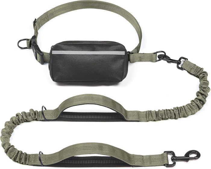 iYoShop Hands Free Dog Leash with Zipper Pouch, Dual Padded Handles and Durable Bungee for Walking, Jogging and Running Your Dog (Large, 25-120 lbs, Lavender)