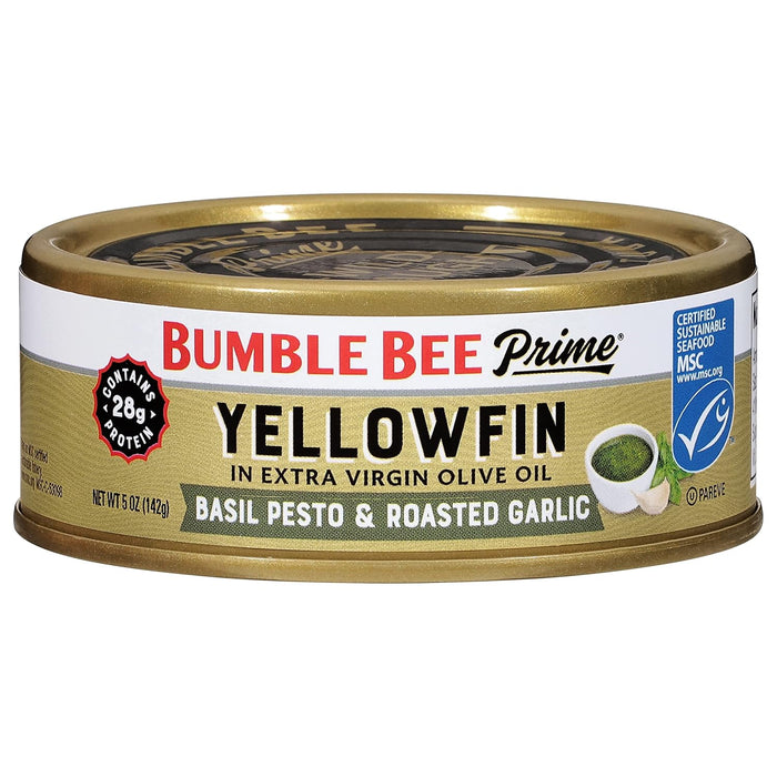 Bumble Bee Prime Solid White Albacore Tuna in Water, 5 oz Cans (Pack of 4) - Premium Wild Caught Tuna - 32g Protein per Serving - Non-GMO Project Verified, Gluten Free, Kosher