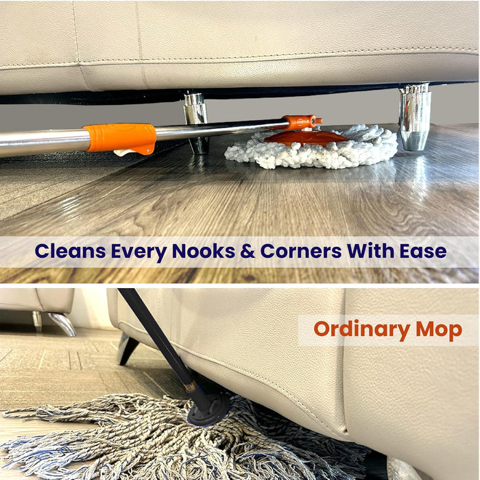 Chakaachak ECO Spin Bucket Mop | 360° Mopping Set with 4 Wheels | Easy Move Cleaning Mop with Bucket | Floor Cleaning Pocha for Home | Bathroom | Office | Durable & Lightweight Mop Set