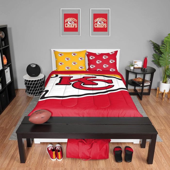 FOCO Unisex-Adult NFL Team Logo Bed in a Bag Comforter Bedding 3-Piece Set