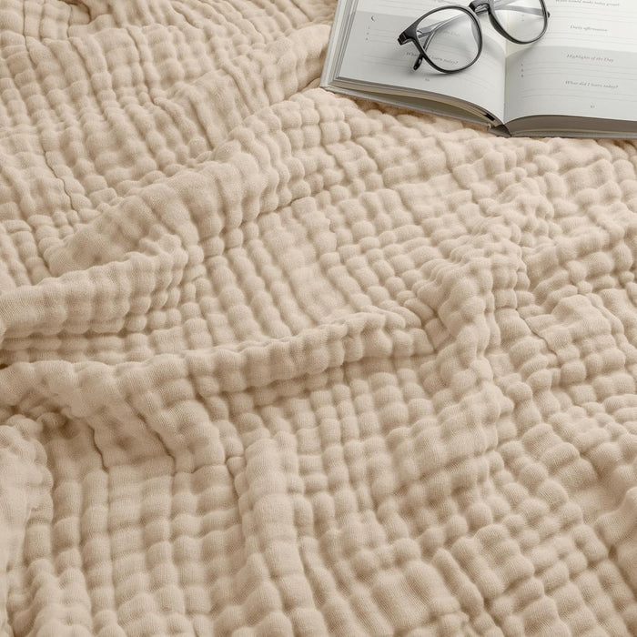 Comfy Cubs Muslin Blanket for Adults Queen 90" x 90" - 6 Layer Soft, Breathable & Lightweight Muslin Adult Blanket - Machine Washable & Designed in The US Bedding for All Seasons - Pacific Blue