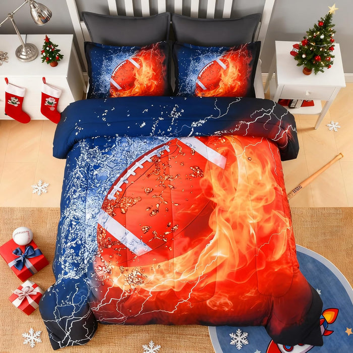 Andency Football Comforter Set Twin(66x90 Inch), 2 Pieces(1 Football Comforter, 1 Pillowcase) Sport Microfiber Rugby Comforter Set Bedding Set for Kids Boys Teens