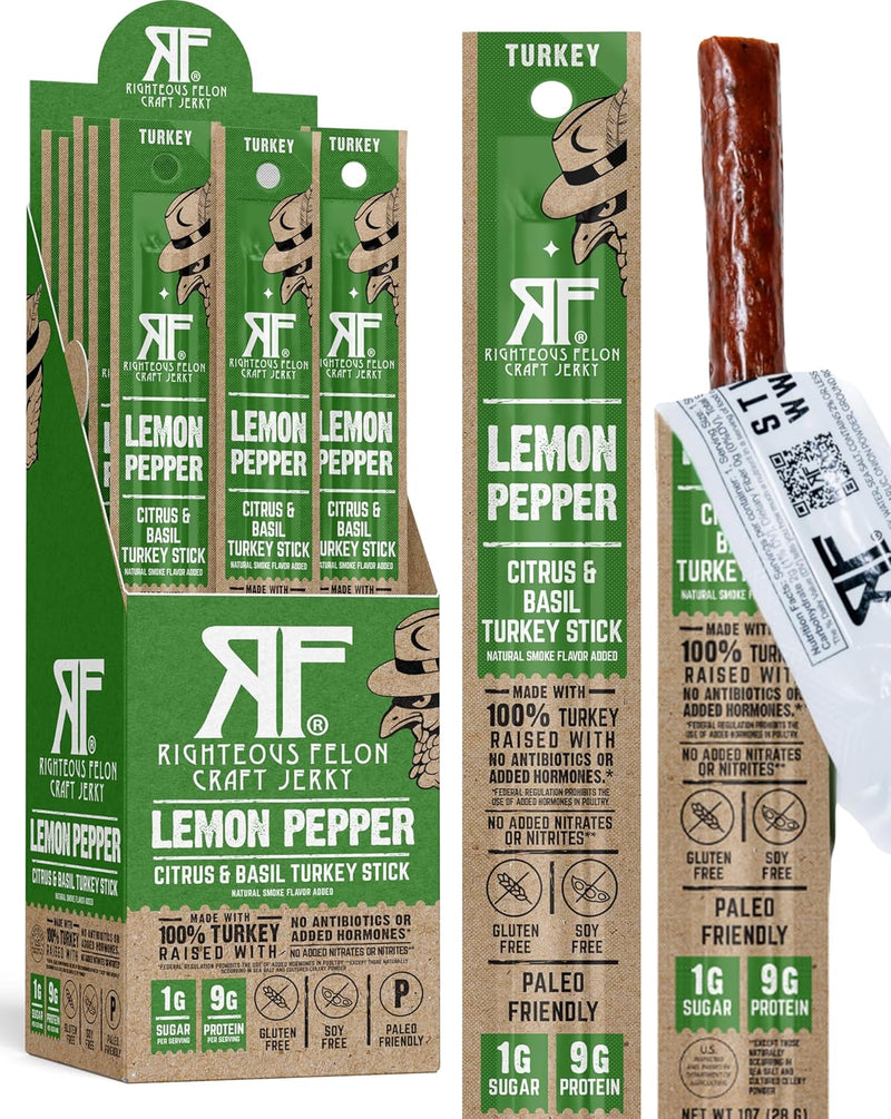 Righteous Felon Meat Sticks Variety Pack | Healthy Snack for Adults | Gluten Free & Keto Meat Sticks | Low Sugar & High Protein | Turkey, Pork, Beef Sticks | Jerky Gifts for Men | 24 Pack