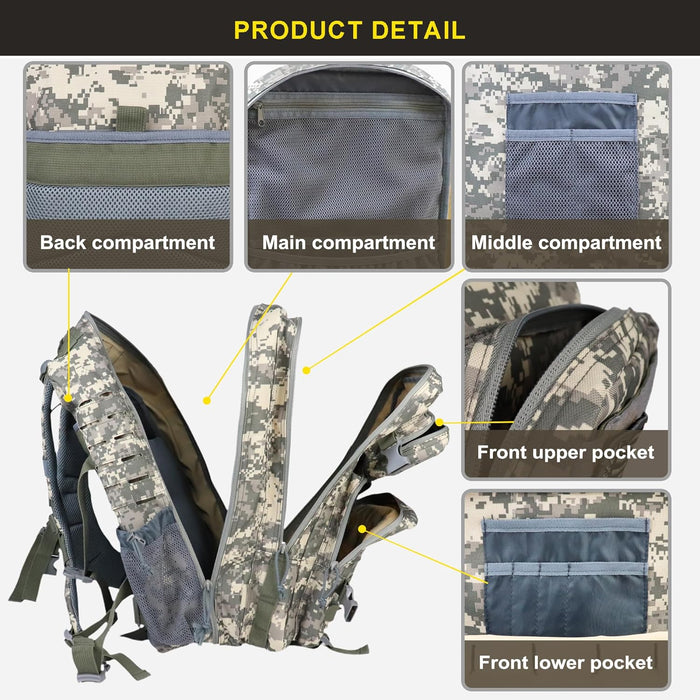 Zavothy 45L Military Tactical Backpack for Men and Women Army 3 Day Assault Pack Bag Large Rucksack with Molle System