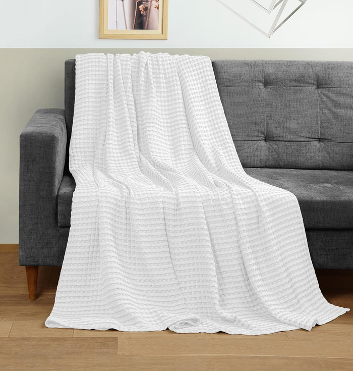 Utopia Bedding Khaki 100% Cotton Waffle Blanket 300 GSM [King - 90x108 Inch] Soft Lightweight Breathable Bed Blanket for All Season