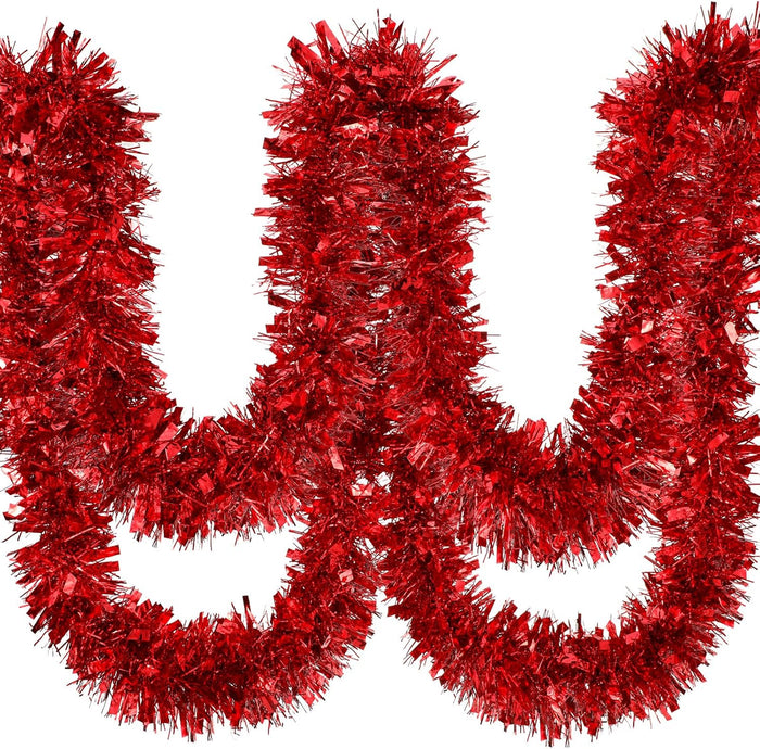 Dingion 59 Feet Christmas Tinsel Garlands Metallic Twist Garland Hanging Garland Ornaments for Halloween Christmas Tree Party Supplies Indoor and Outdoor Decoration(Shinny,Red Green Silver)