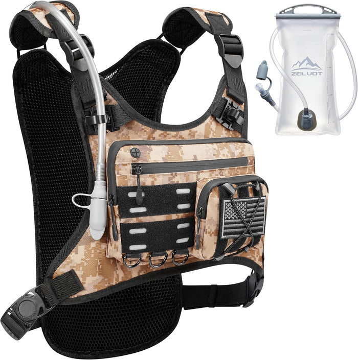 Running Vest with 2L Water Bladder, USA Original Patent, Lightweight Adjustable Chest Pack with Gear Holder, Reflective Running Hydration Vest for Men Women for Marathon