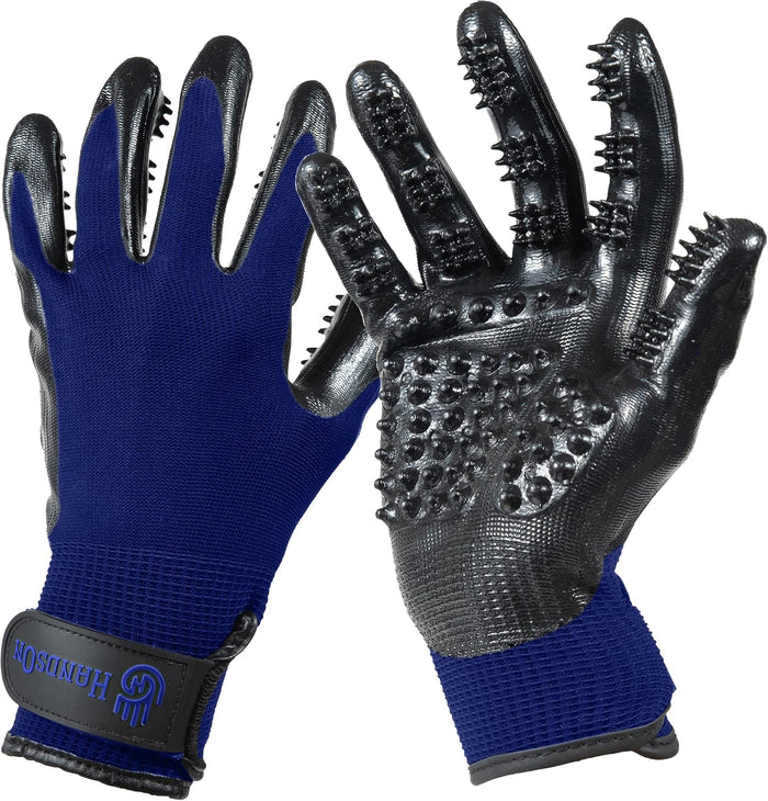 H HANDSON Pet Grooming Gloves - Patented #1 Ranked, Award Winning Shedding, Bathing, & Hair Remover Gloves - Gentle Brush for Cats, Dogs, and Horses (Grey, Small)