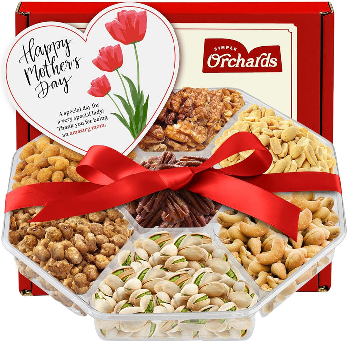 Holiday Nuts gift Basket - Delicious Mixed Cravings Gourmet Collection, Features 7 Sectional Platter with Freshly Roasted Nuts, Thanksgiving Gift Basket.