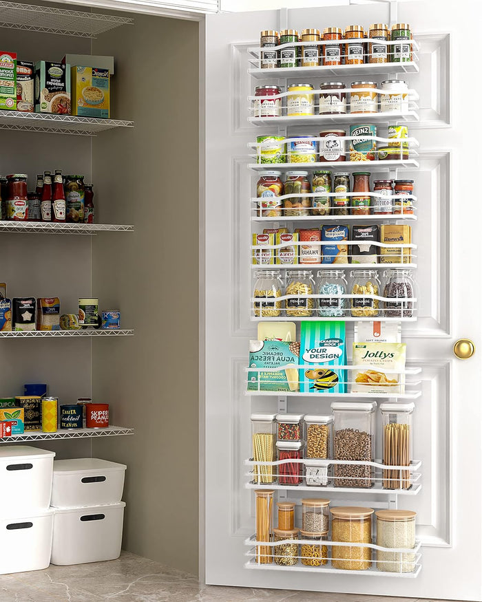 Moforoco 9-Tier Over The Door Pantry Organizer, Pantry Organization and Storage, Black Hanging Basket Wall Spice Rack Seasoning Shelves, Home & Kitchen Bedroom Bathroom House Essentials