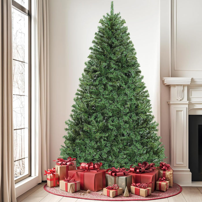DWVO Unlit Full Artificial Christmas Tree 7.5ft, Green Realistic Fake Spruce Christmas Xmas Tree with 880 Branch Tips and Foldable Stand Easy Assembly Seasonal Holiday for Home Office Party Decoration