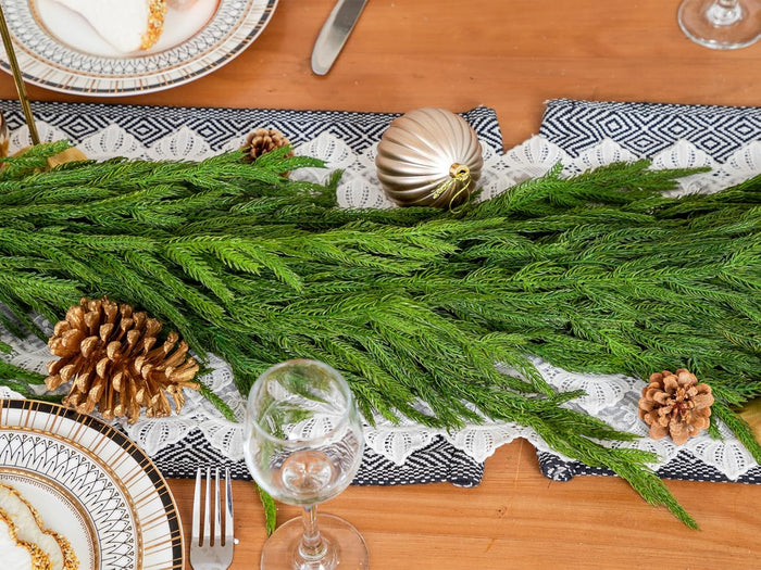 15FT Christmas Garland Real Touch Norfolk Pine Garland Winter Pine Garland for Mantle Stairs Railing Table Fireplace Wall Indoor Outdoor Holiday Xmas Decor Decoration