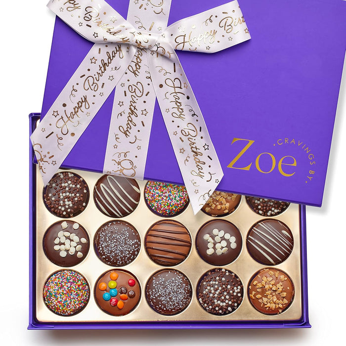 CRAVINGS BY ZOE Gourmet Chocolate Covered Cookies Gift Basket | 6 Count | Kosher Milk & Dark Belgian Chocolate Gourmet Food Gift Box | Birthday, Thank You, Candy Gifting Men Women Him Her Mom