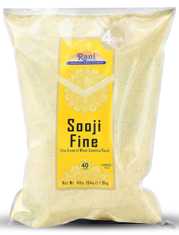 Rani Sooji Fine (Farina, Suji, Rava, Wheat) Flour 32oz (2lbs) 908g ~ All Natural | Vegan | NON-GMO | Kosher | Indian Origin