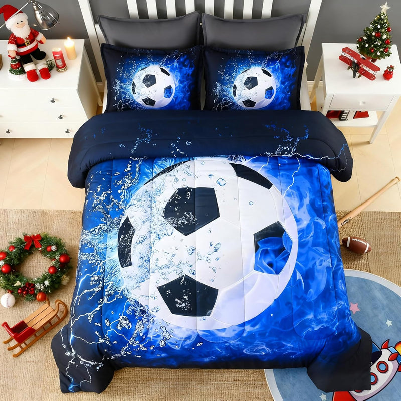 Andency Football Comforter Set Twin(66x90 Inch), 2 Pieces(1 Football Comforter, 1 Pillowcase) Sport Microfiber Rugby Comforter Set Bedding Set for Kids Boys Teens