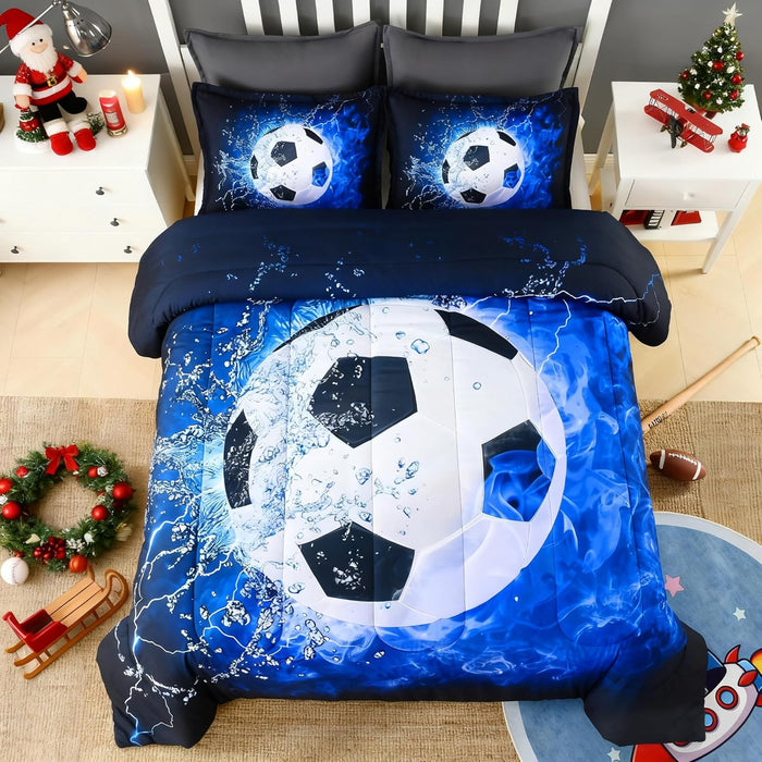 Andency Football Comforter Set Twin(66x90 Inch), 2 Pieces(1 Football Comforter, 1 Pillowcase) Sport Microfiber Rugby Comforter Set Bedding Set for Kids Boys Teens