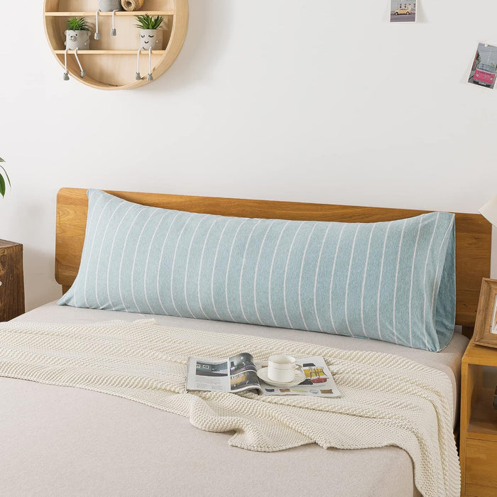 H HOUSEHOLD Pillowcases, 100% Cotton Jersey Knit, Soft and Cozy, Wrinkle, Stain Resistant with Envelope Closure (Dark Blue Stripe, Queen Size Pillowcase (20" x 30"))