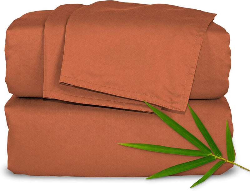 Pure Bamboo King Sheets, Genuine 100% Organic Viscose Derived from Bamboo Bed Sheet Set, Luxuriously Soft & Cooling, Double Stitching, 2 Year Quality Promise (King, Merlot)