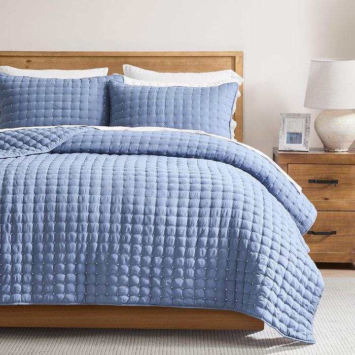 WDCOZY White Queen Size Quilt Bedding Sets with Pillow Shams, Lightweight Soft Bedspread Coverlet, Quilted Blanket Thin Comforter Bed Cover, All Season Summer Spring, 3 Pieces, 90x90 inches