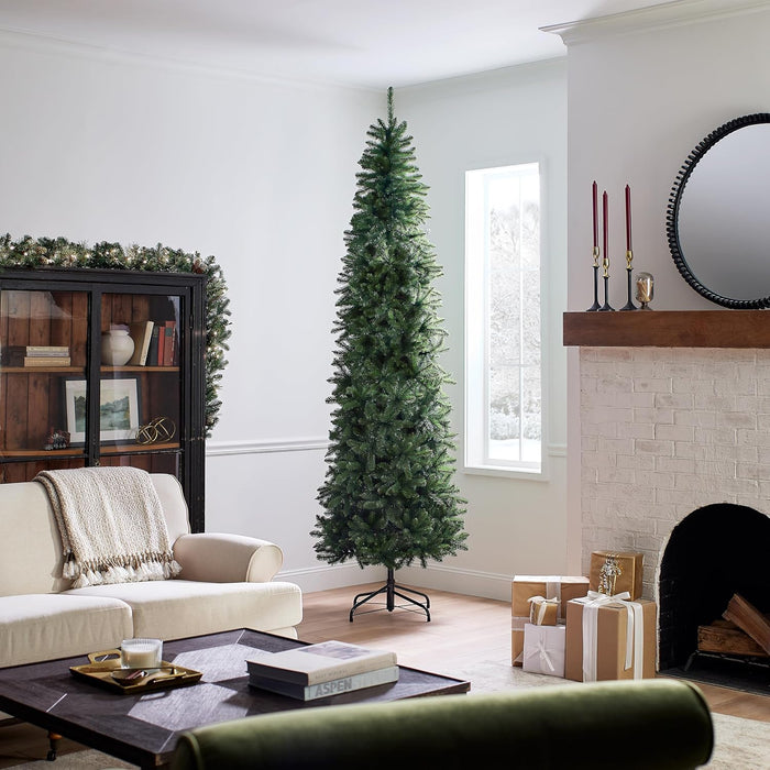 National Tree Company Artificial Slim Christmas Tree, Green, Kingswood Fir, Includes Stand, 9 Feet