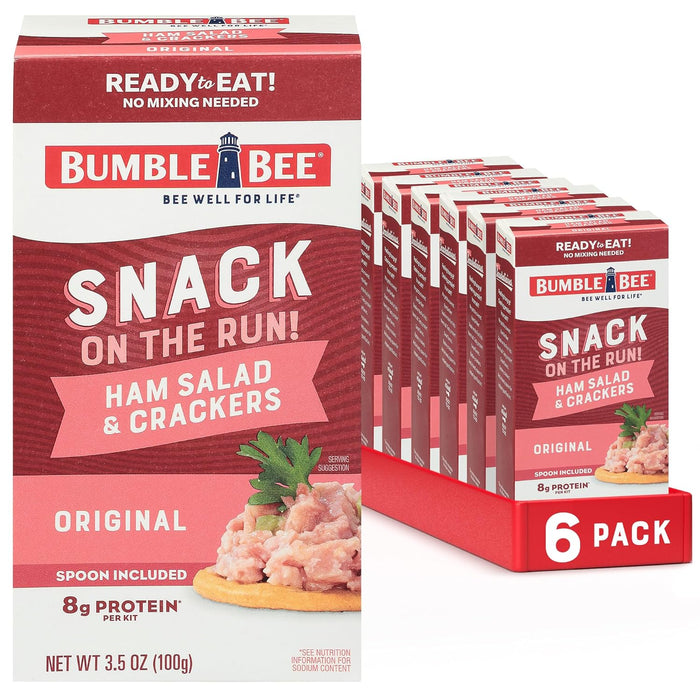 Bumble Bee Snack On The Run Ham Salad with Crackers Kit, 3.5 oz - Ready to Eat, Spoon Included - Shelf Stable & Convenient Protein Snack