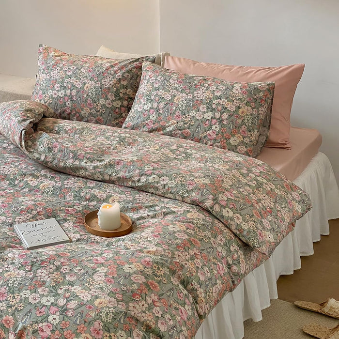 HighBuy Boho Comforter Twin XL Size Pink Floral Rabbit Bedding Comforter Sets 3 Piece French Country Style Cozy Fluffy Comforters for Teen Girls Kids,Cute Flower Bedding Collection for All Season