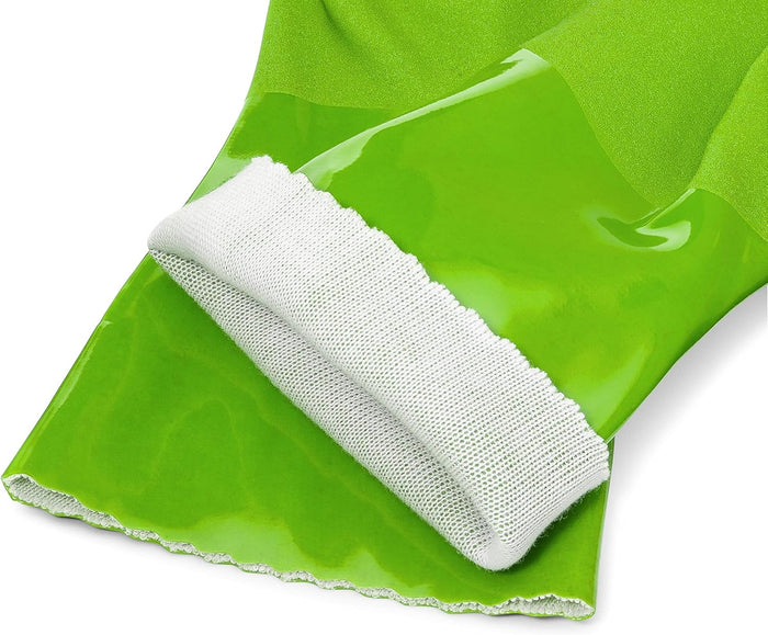 kitchen-star Ultimate Rubber Household PVC Gloves with Comfortable Cotton Lining, Anti-Slip surface, Kitchen Dishwashing, Extra Thickness, Kitchen Cleaning, Working, Painting, Pet Care (Small, Green)