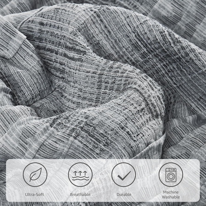 MaiRêve Charcoal Grey Queen Comforter Set, Textured Design Grey Crinkle Bed in A Bag Queen Size, Queen Comforter Set with 7 Pieces with Comforter, Sheets, Pillowcases & Shams 90"x 90"