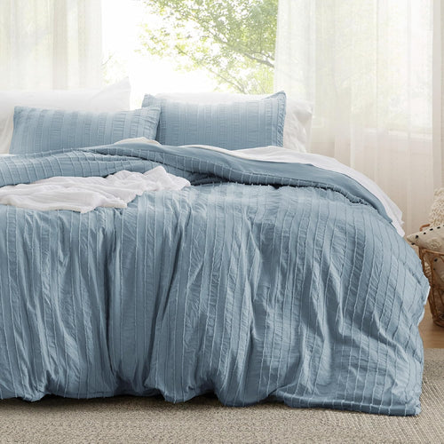 Bedsure Luxury Waffle Duvet Cover King Size - Textured Duvet Cover Set, Soft, Breathable Bedding Set (104"x90") with 2 Pillow Shams for All Season, Olive Green, Comforter Not Included