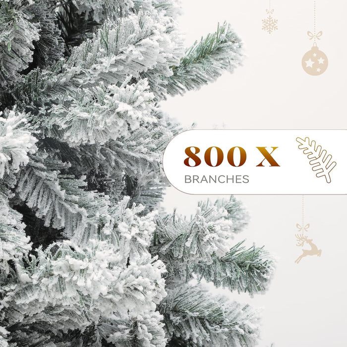 YITAHOME Snow Flocked Artificial Full Christmas Tree, Christmas Pine Tree with 880 Branch Tips, and Foldable Base for Home, Party Decoration(6ft)
