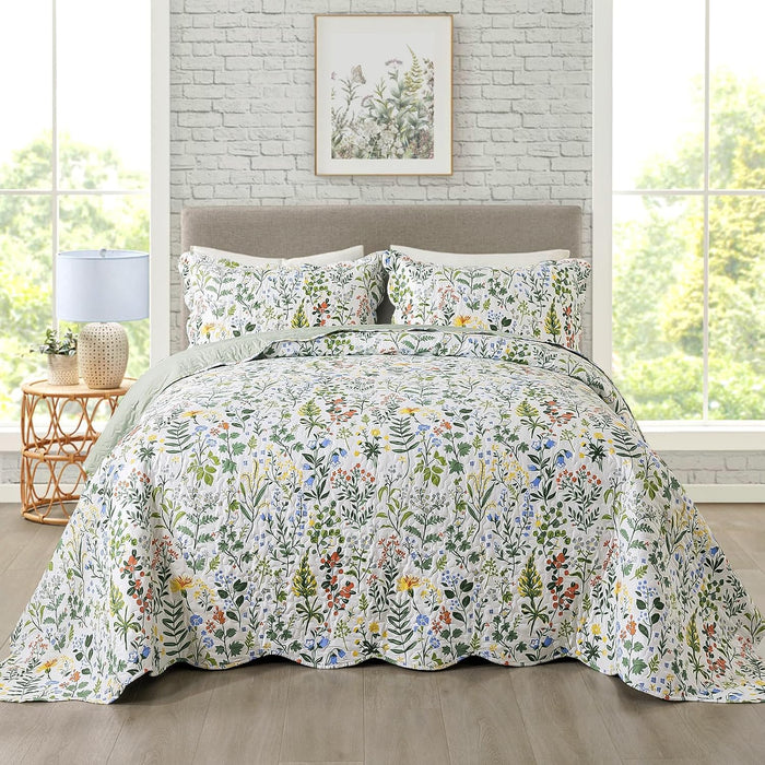 Travan 3-Piece Queen Quilt Sets with Shams Oversized Bedding Bedspread Reversible Soft Coverlet Set, Queen Size