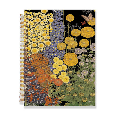 RLTXBUK Spiral Notebook 8.3x5.5 Inches, Vintage Floral Garden Notebook, Yellow and Orange Wildflower Art Journal, Aesthetic Botanical Lined Writing Notebook
