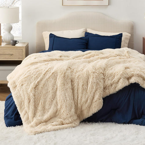 Bedsure GentleSoft Fluffy King Size Blanket for Bed, Faux Fur Fuzzy Minky Couture Warm Blanket for Winter, Thick Plush Sherpa Fleece Oversized Winter Bedding Cozy Gifts for Room, 108x90, Tie Dye Grey