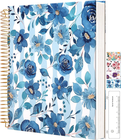 CAGIE Spiral Notebook Journal 8.5 x 11 Hardcover Notebooks College Ruled with Large Pockets Aesthetic Floral Note Book Spiral Bound Notebooks for Work Note Taking Women Writing School, 200 Pages