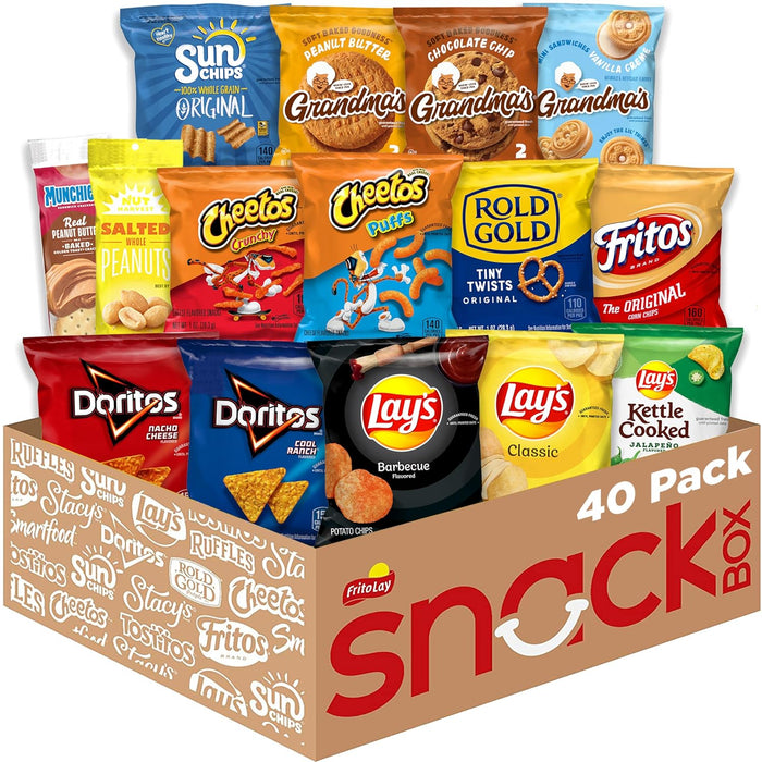 Frito-Lay Ultimate Snack Care Package, Variety Assortment of Chips, Cookies, Crackers & More, (Pack of 40)