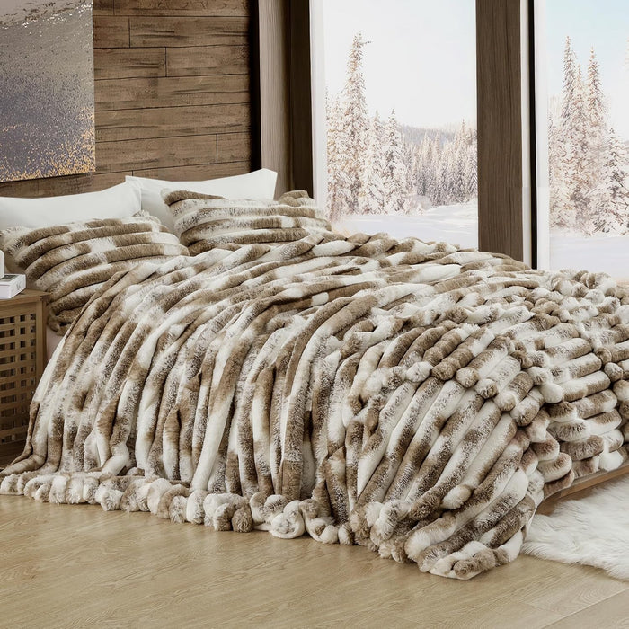 Wonderful 3 Pieces Fluffy Faux Rabbit Fur Bubble Comforter Set King Size, Tie-Dyeing Multiple Grey Plush Fuzzy Bedding Set, Warm Soft Bubble Comforter Bedding Set for Winter