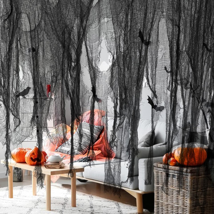 Watayo 500 x 39 Inch Large Size Halloween Spooky Cloth, Halloween White Scary Creepy Cloth, Windows Doorways Cover Gauze for Halloweens Haunted House Party Decor