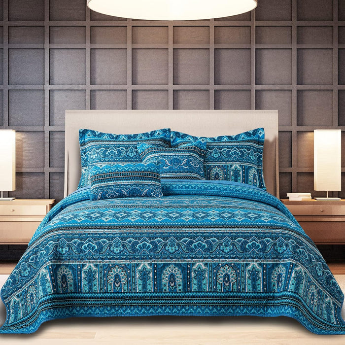 BEDIFANY Cotton King Size Quilt Sets, Lightweight King Quilt Bedding Set (98 x 106 inch) Garden Style Floral Bedspread King Size Coverlet Set for Bed Decorations - All Seasons, 3 Pieces