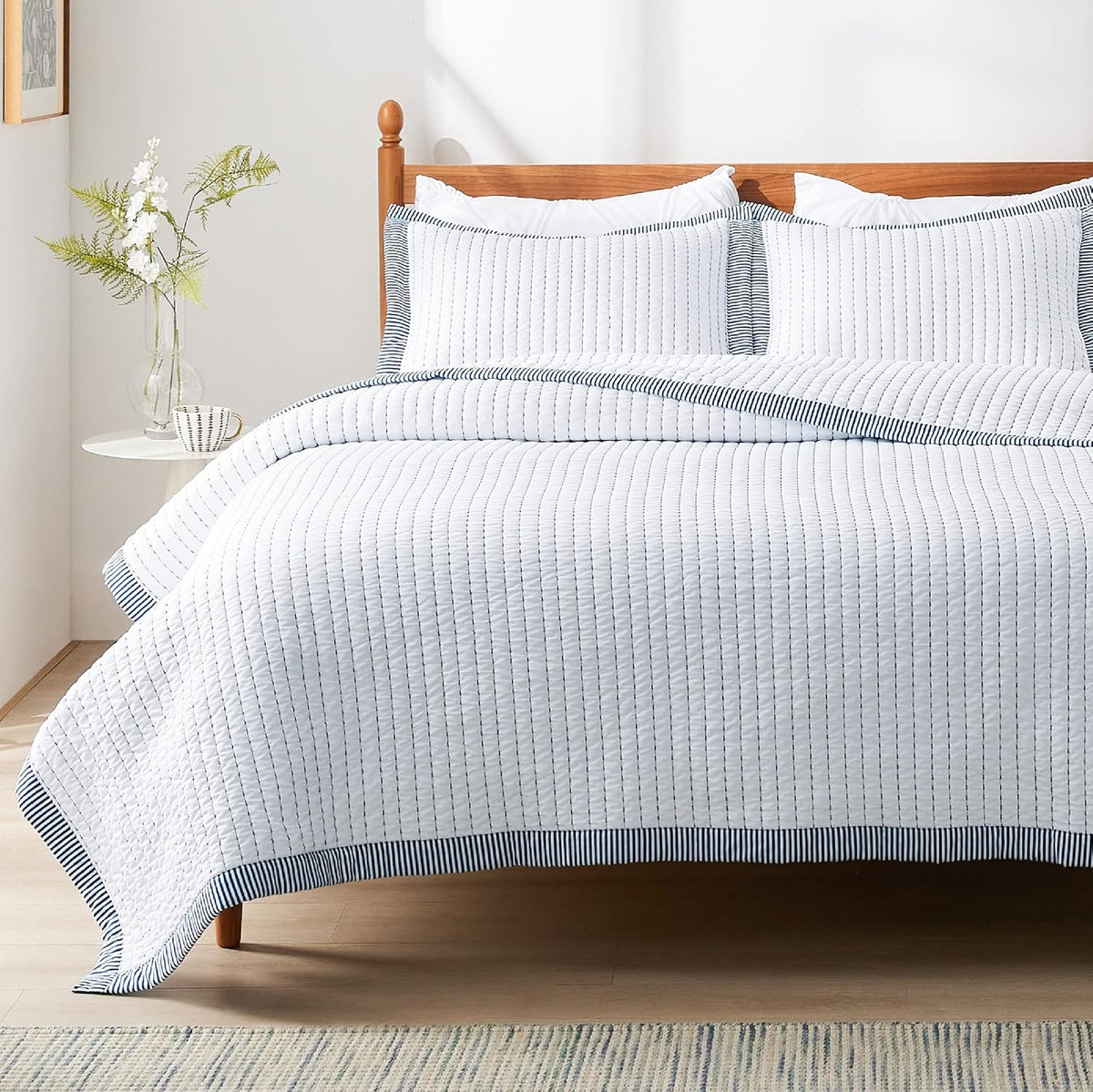 Bedsure Quilts Queen Size - Queen Quilt Bedding Set Bedspread Coverlet Comforter, Lightweight Corduroy Pattern Bedspread, 3-Piece Set with 90"x96" Coverlet & 2 Pillow Shams, All-Season Soft Microfiber