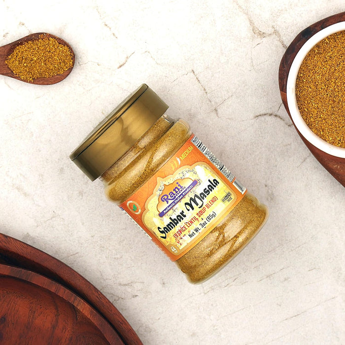 Rani Sambar Masala (Lentil Soup Spice Blend) 3oz (85g) PET Jar ~ All Natural | Vegan | No Colors | Gluten Friendly | NON-GMO | Kosher | Indian Origin