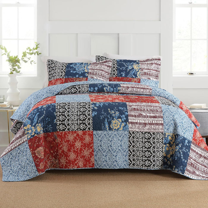 Secgo King Size Comforter Set- 100% Cotton Quilt King Size Set, Green, Sage bedspreads (96 * 108 Inch) with 2 Pillow Shams, Patchwork Reversible Lightweight Bedding
