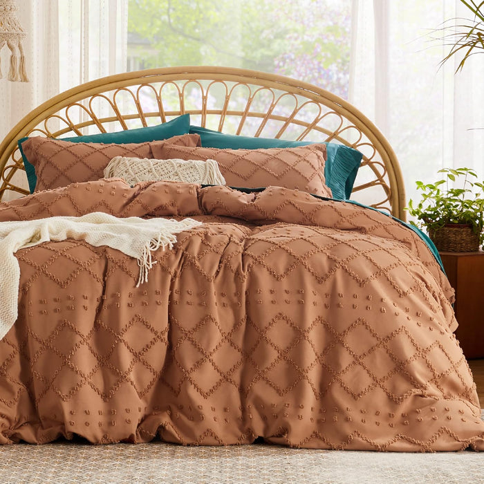 Bedsure Boho Duvet Cover Queen Size - White Breathable & Soft Boho Bedding, Machine Washable Comforter Cover for All Seasons, Includes 1 Duvet Cover 90"x90" with 2 Pillow Shams & Zipper Closure