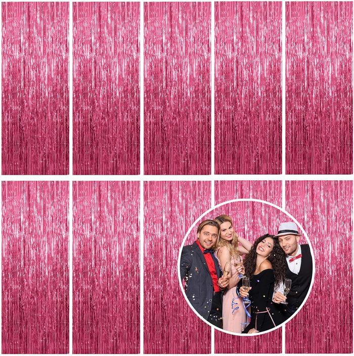 2 Pack Foil Curtain Backdrop Silver Metallic Tinsel Foil Fringe Curtains Photo Booth Props for Birthday Wedding Engagement Baby Shower Bachelorette Christmas Holiday Celebration Party Decorations