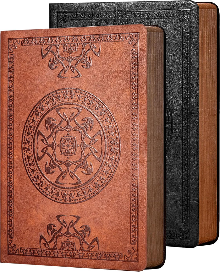 CAGIE Lined Journal for Men Soft Cover Notebook Leather Journals for Writing, 180 Lay Flat Vintage Mens Journal Personal Diary, 5.7'' X 8.3'', Black