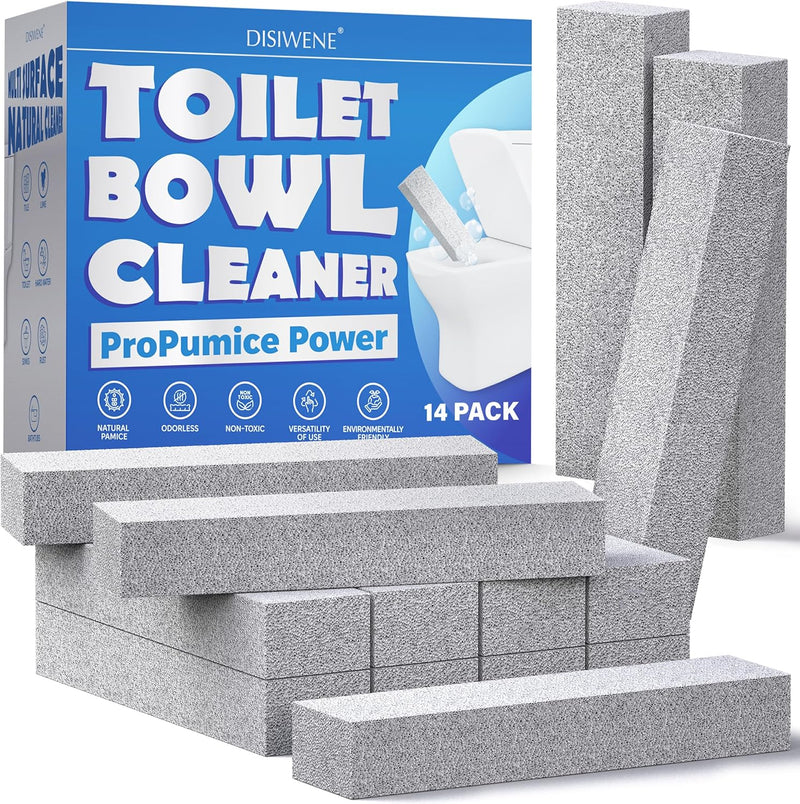 DISIWENE Pumice Cleaning Stone with Handle Toilet Bowl Cleaner Hard Water Ring Remover for Bath/Pool/Kitchen/Household Cleaning (5, 5 Pack with Twist-Off Handle)