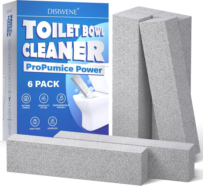 DISIWENE Pumice Cleaning Stone with Handle Toilet Bowl Cleaner Hard Water Ring Remover for Bath/Pool/Kitchen/Household Cleaning (5, 5 Pack with Twist-Off Handle)