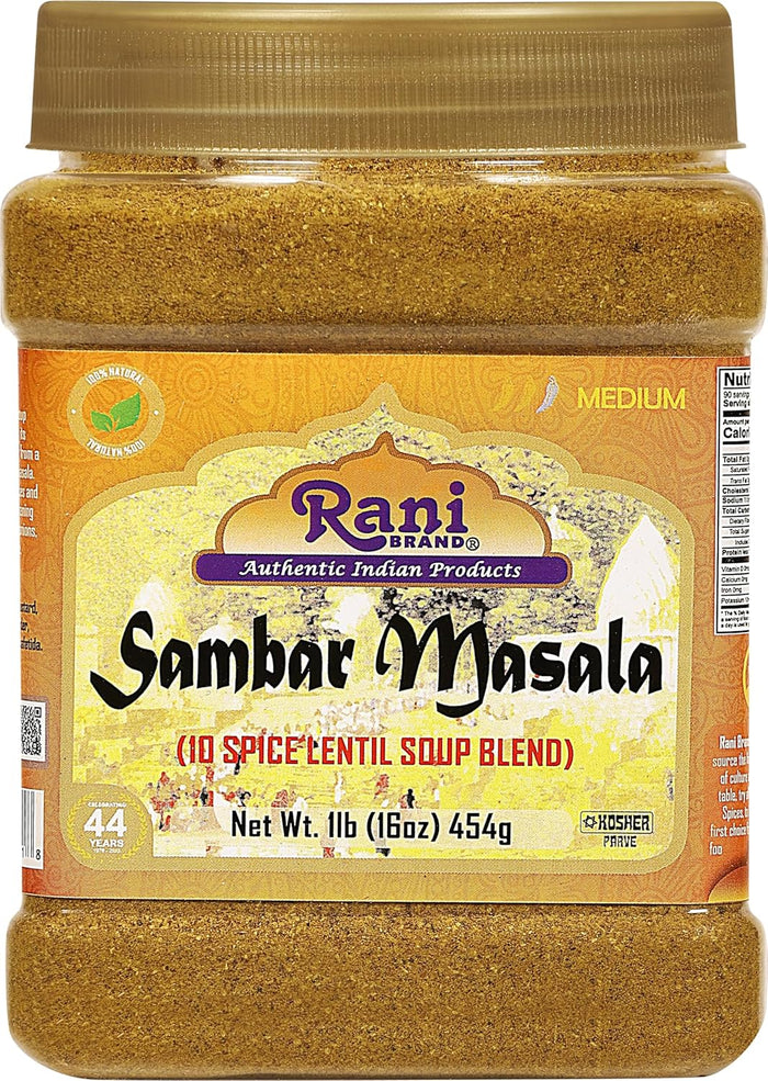 Rani Sambar Masala (Lentil Soup Spice Blend) 3oz (85g) PET Jar ~ All Natural | Vegan | No Colors | Gluten Friendly | NON-GMO | Kosher | Indian Origin